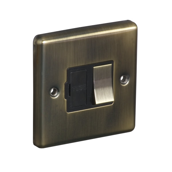 1 Gang 13A Switched Fuse Connection Unit Spur Round Angled Plate