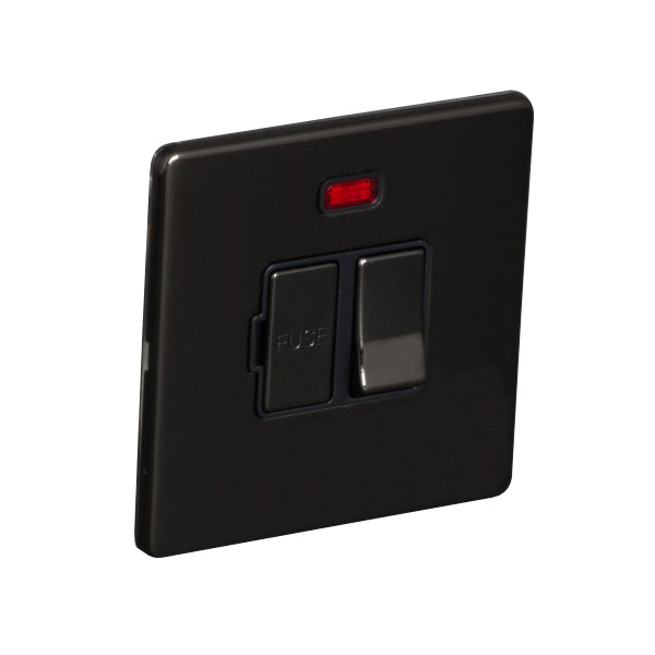 1 Gang 13A Switched Fuse Connection Unit Spur with Neon Screw Less Plate