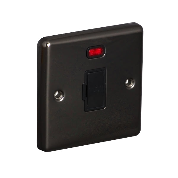 1 Gang 13A Unswitched Fuse Connection Unit Spur with Neon Round Angled Plate