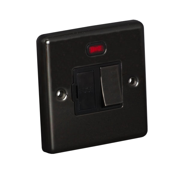 1 Gang 13A Switched Fuse Connection Unit Spur with Neon Round Angled Plate