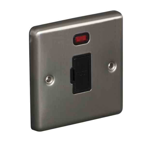 1 Gang 13A Unswitched Fuse Connection Unit Spur with Neon Round Angled Plate