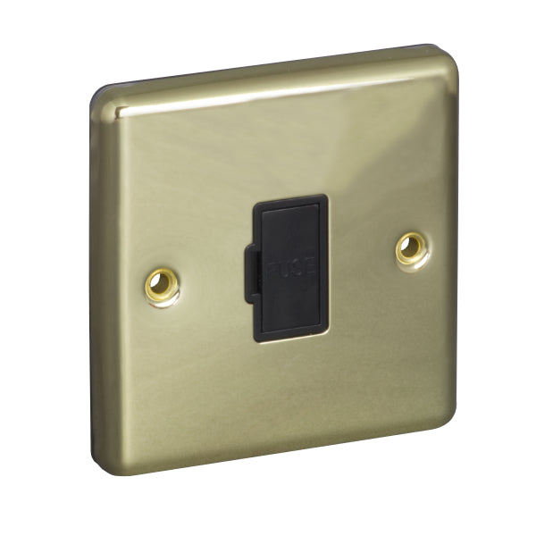 1 Gang 13A Unswitched Fuse Connection Unit Spur Round Angled Plate