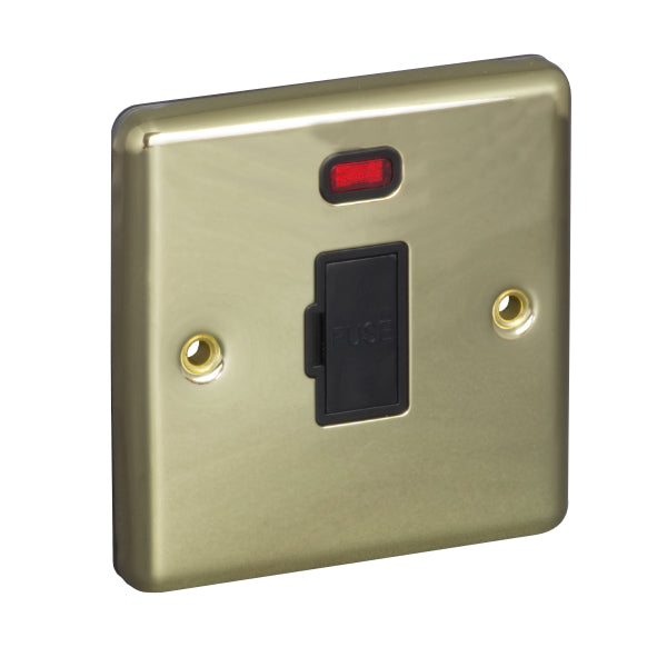 1 Gang 13A Unswitched Fuse Connection Unit Spur with Neon Round Angled Plate