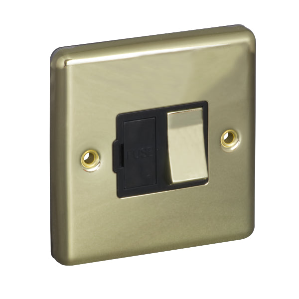 1 Gang 13A Switched Fuse Connection Unit Spur Round Angled Plate