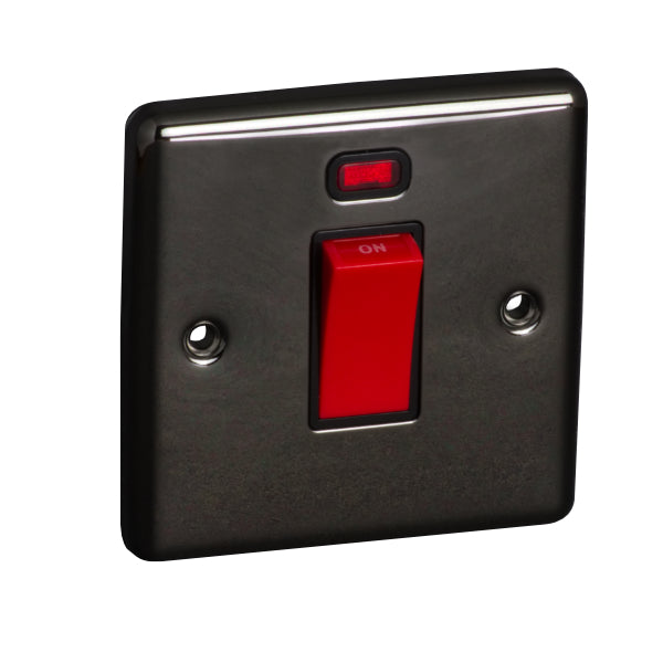 1 Gang 45A Double Pole Switch with Neon Round Angled Plate