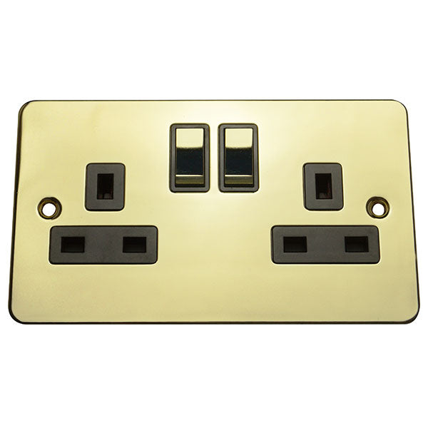 2 Gang 13A Switched Socket Flat Plate