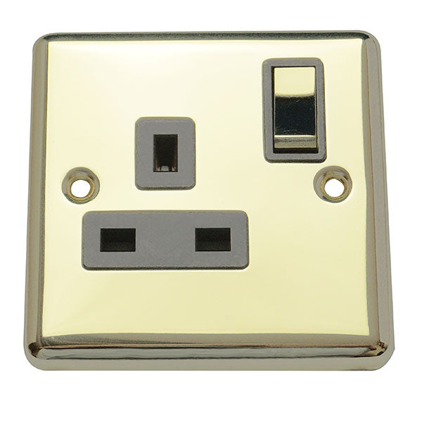 1 Gang 13A Switched Socket Round Angled Plate