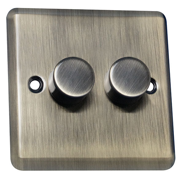 2 Gang 2 Way Dimmer Switch Round Angled Plate