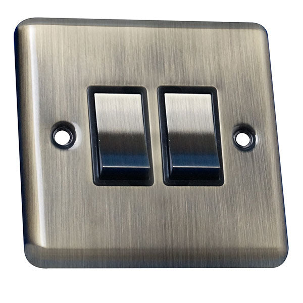 2 Gang 2 Way Rocker Round Angled Plate