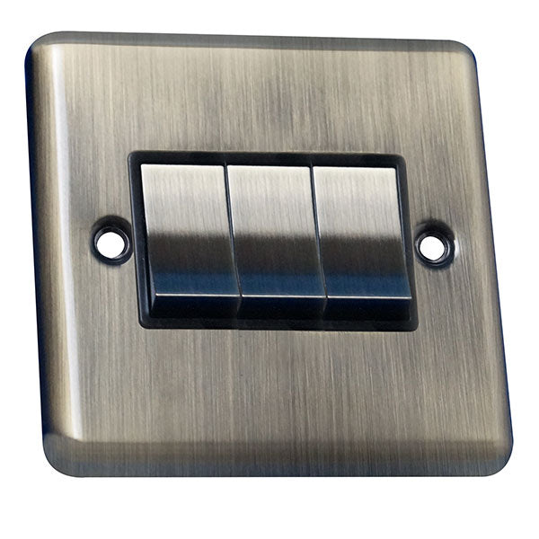 3 Gang 2 Way Rocker Round Angled Plate