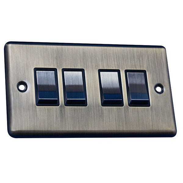 4 Gang 2 Way Rocker Round Angled Plate