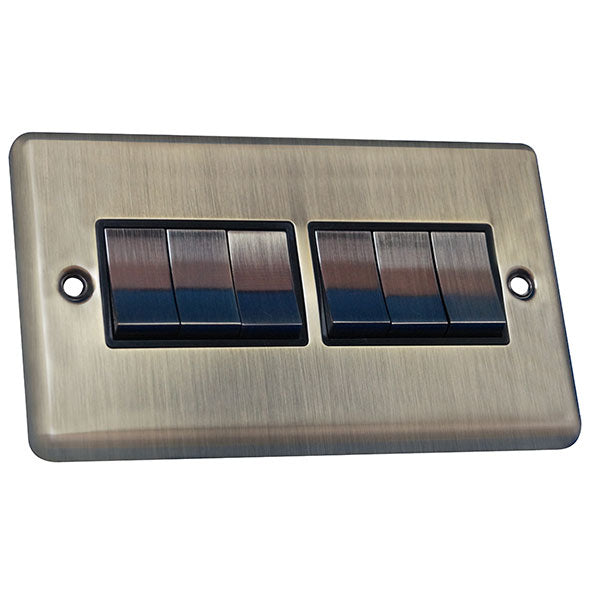 6 Gang 2 Way Rocker Round Angled Plate