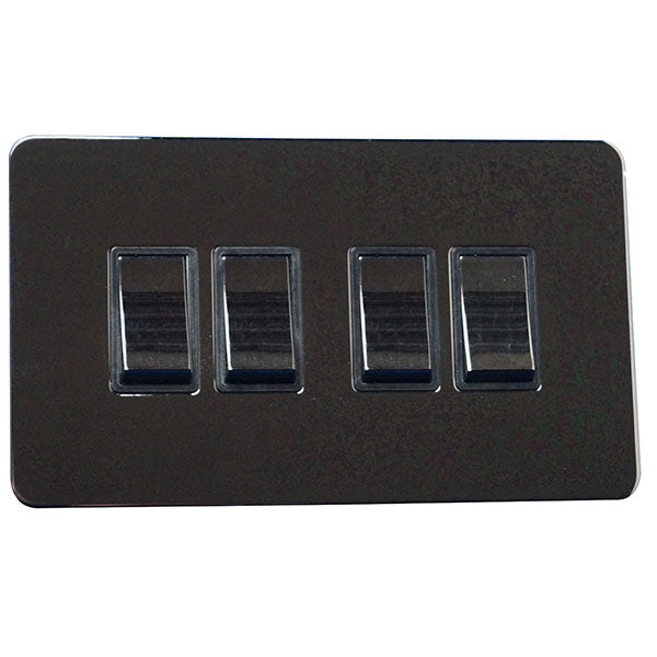4 Gang 2 Way Rocker Screw Less Plate