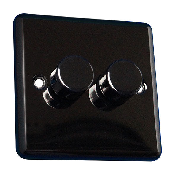 2 Gang 2 Way Dimmer Switch Round Angled Plate