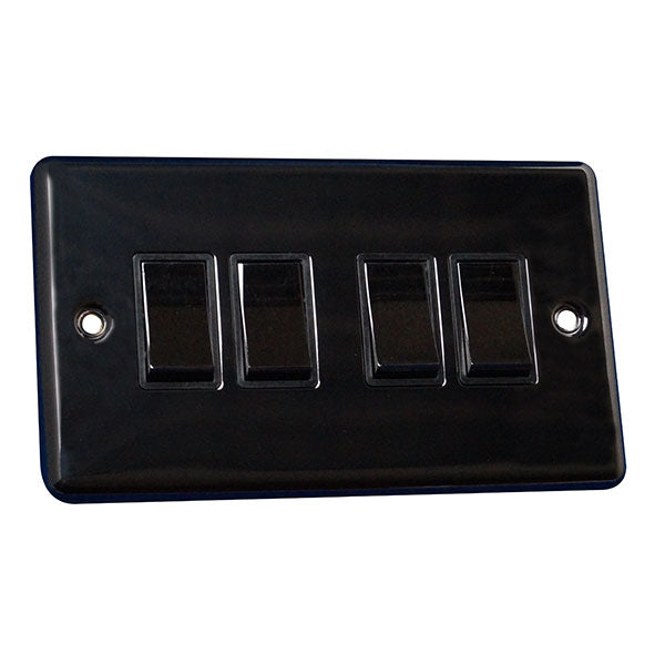 4 Gang 2 Way Rocker Round Angled Plate