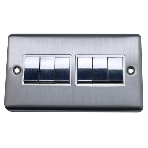 6 Gang 2 Way Rocker Round Angled Plate