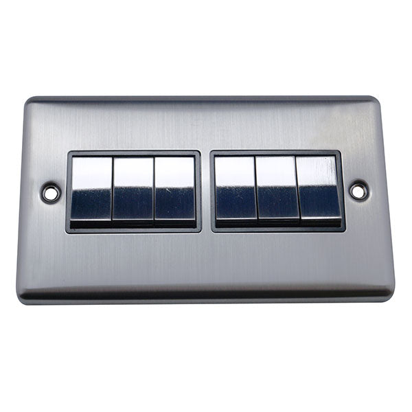6 Gang 2 Way Rocker Round Angled Plate