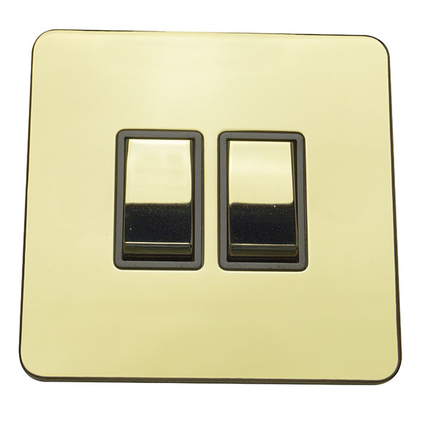 2 Gang 2 Way Rocker Screw Less Plate