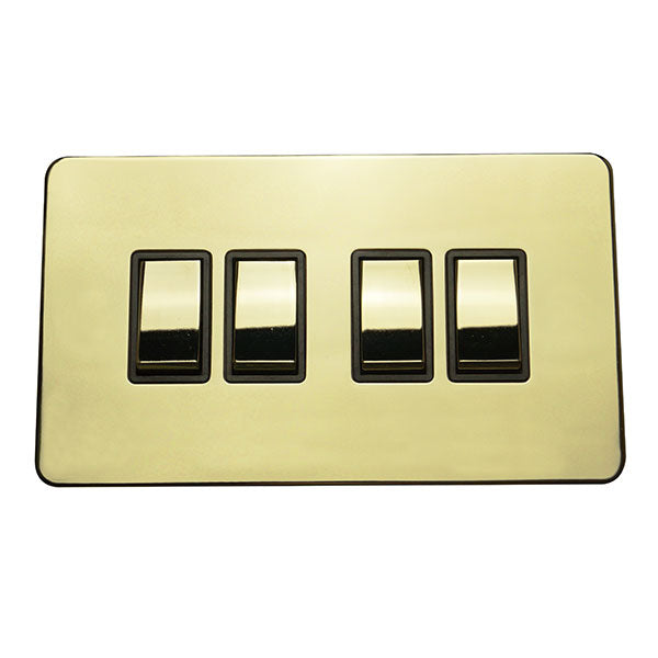 4 Gang 2 Way Rocker Screw Less Plate