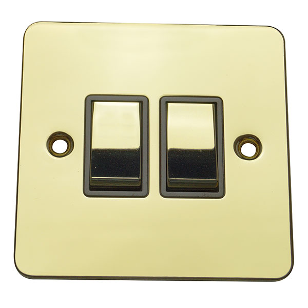 2 Gang 2 Way Rocker Flat Plate