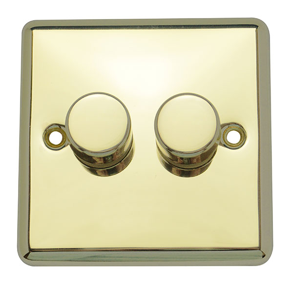 2 Gang 2 Way Dimmer Switch Round Angled Plate