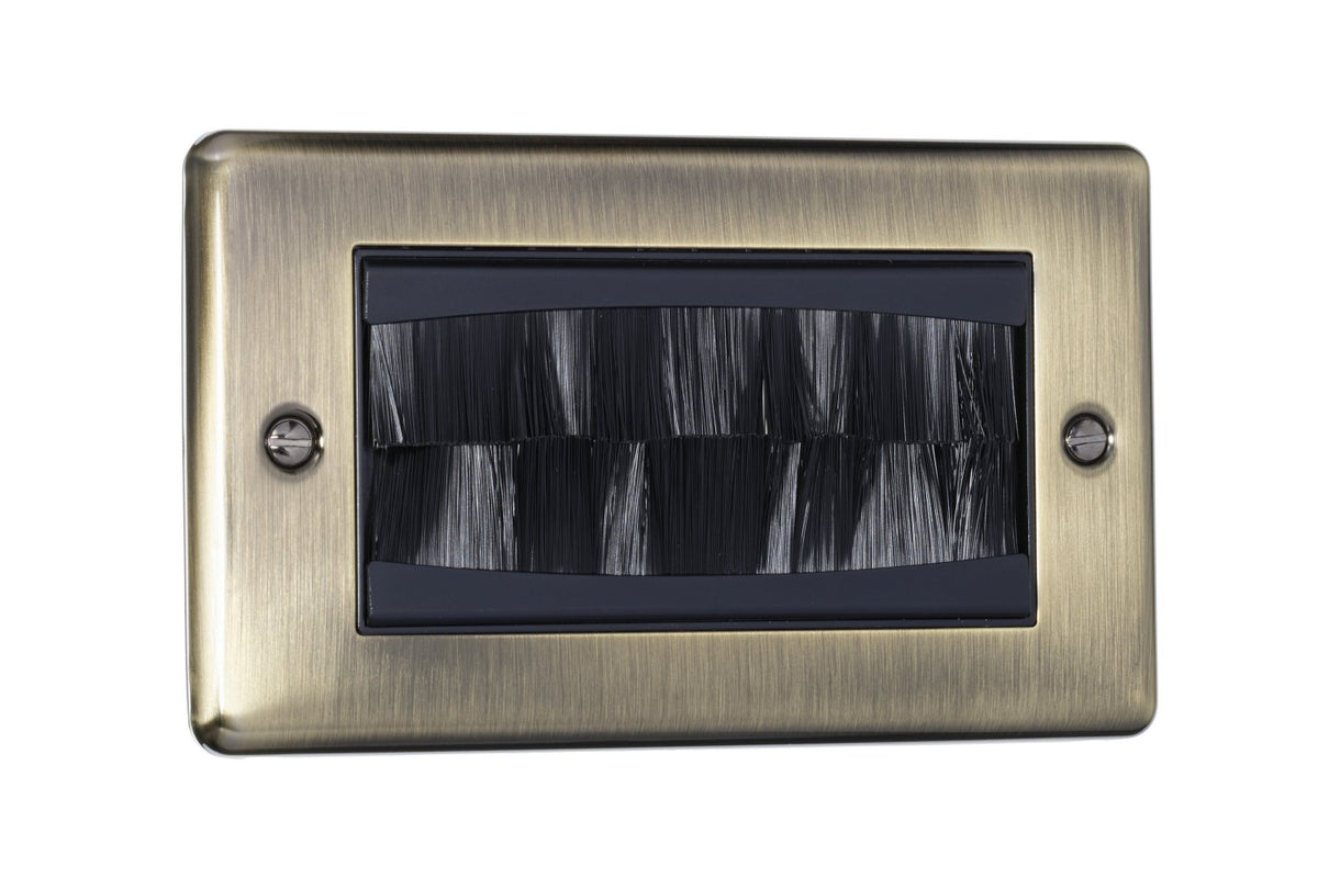 2 Gang Brush Plate Round Angled Plate