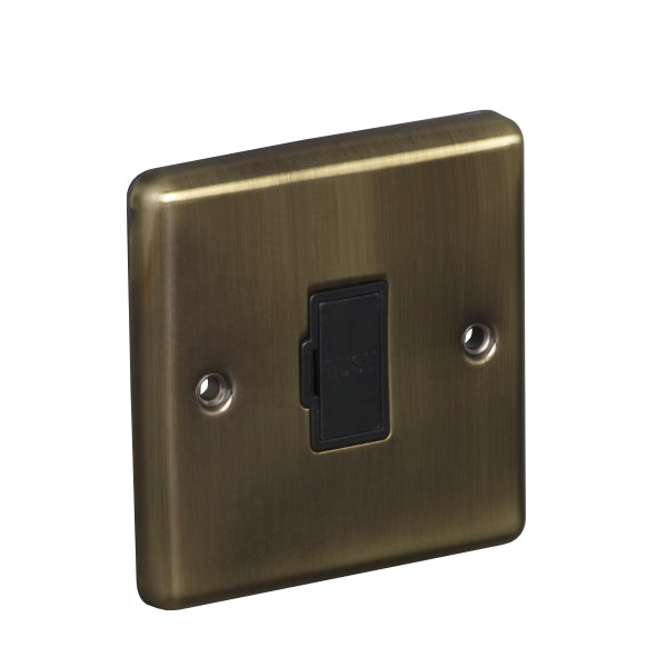 1 Gang 13A Unswitched Fuse Connection Unit Spur Round Angled Plate