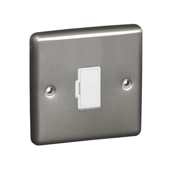 1 Gang 13A Unswitched Fuse Connection Unit Spur Round Angled Plate