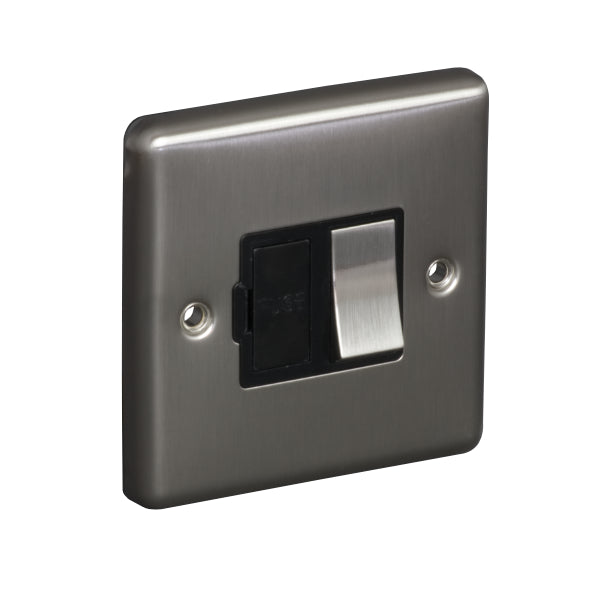 1 Gang 13A Switched Fuse Connection Unit Spur Round Angled Plate
