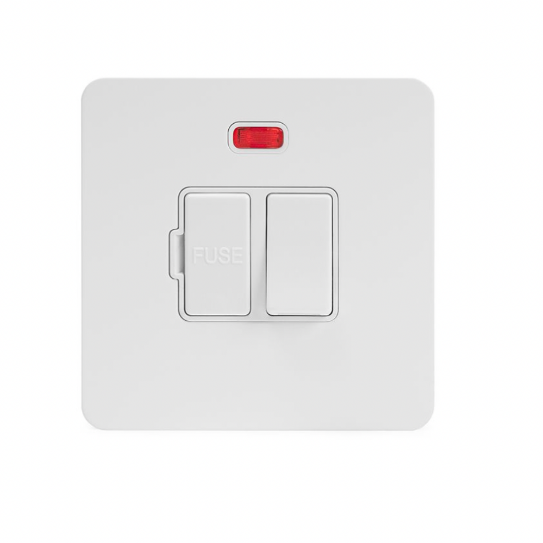 1 Gang 13A Switched Fuse Connection Unit Spur with Neon Flat Plate