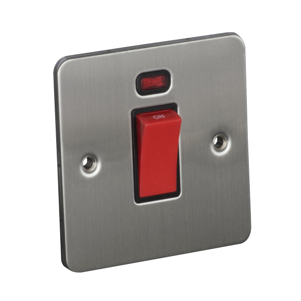 1 Gang 45A Double Pole Switch with Neon Flat Plate