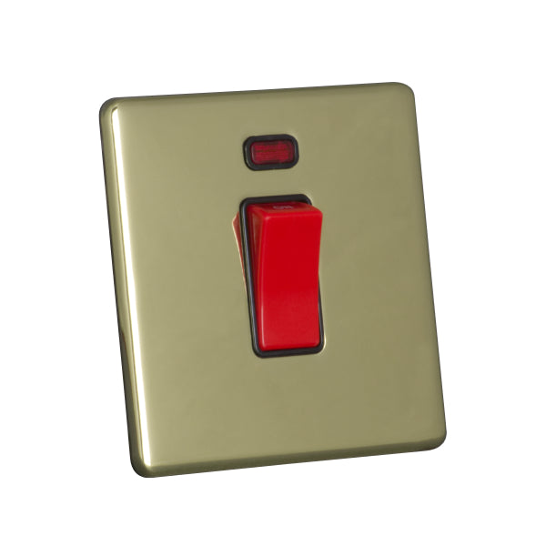 1 Gang 45A Double Pole Switch with Neon Screw Less Plate