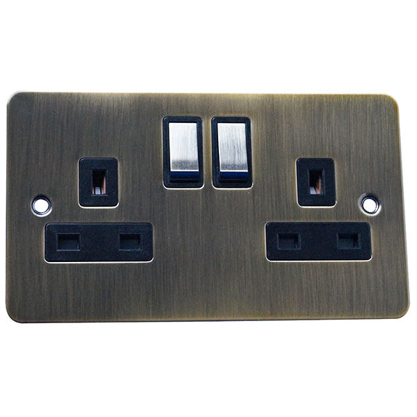 2 Gang 13A Switched Socket Flat Plate