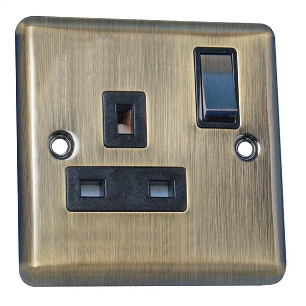 1 Gang 13A Switched Socket Round Angled Plate