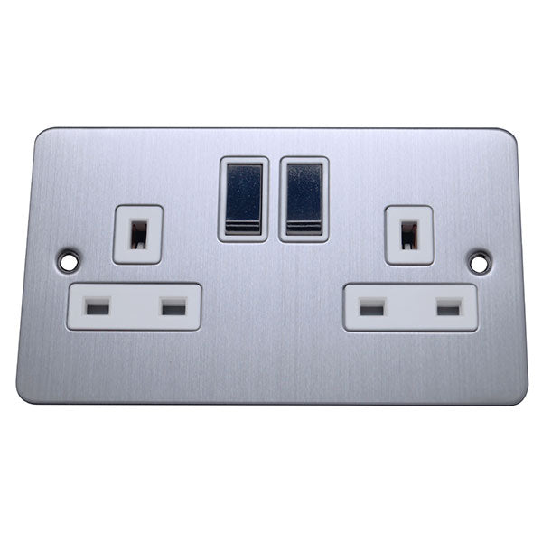 2 Gang 13A Switched Socket Flat Plate