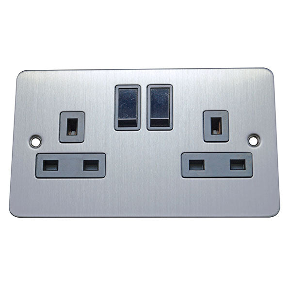 2 Gang 13A Switched Socket Flat Plate