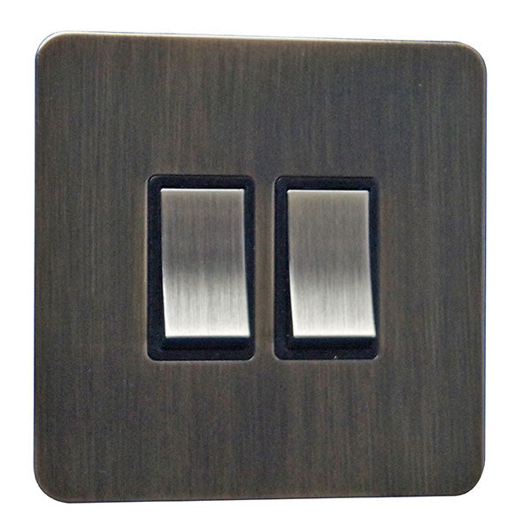 2 Gang 2 Way Rocker Screw Less Plate