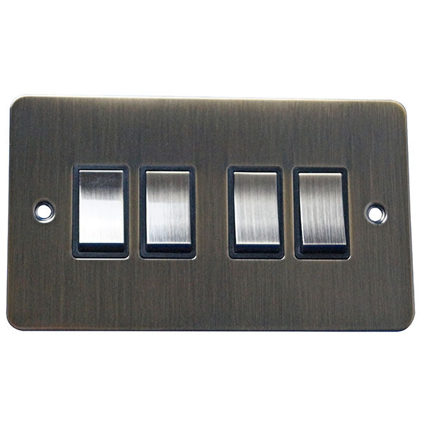 4 Gang 2 Way Rocker Flat Plate