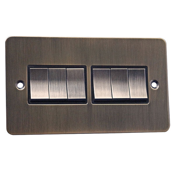 6 Gang 2 Way Rocker Flat Plate