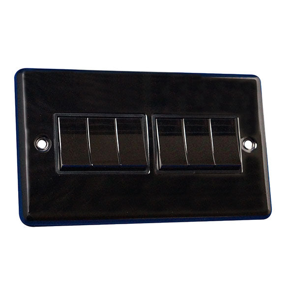 6 Gang 2 Way Rocker Round Angled Plate