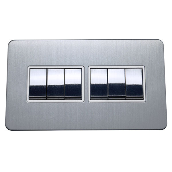 6 Gang 2 Way Rocker Screw Less Plate