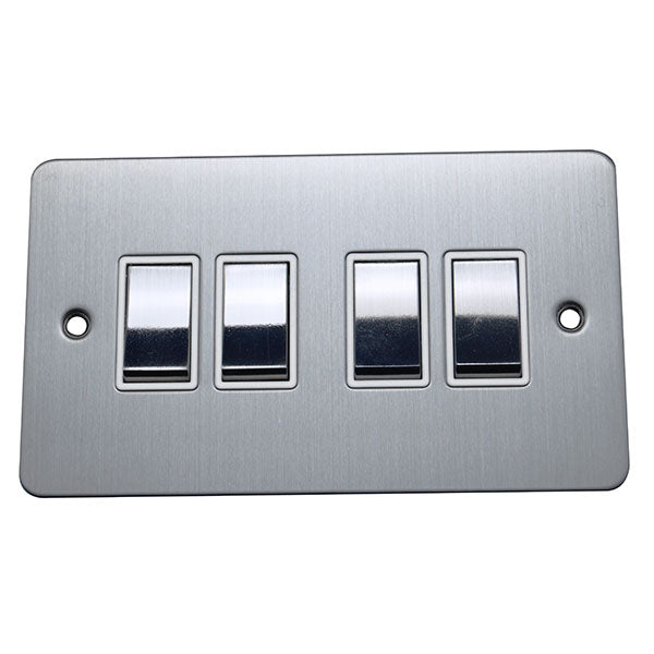 4 Gang 2 Way Rocker Flat Plate