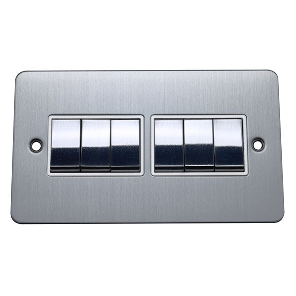 6 Gang 2 Way Rocker Flat Plate