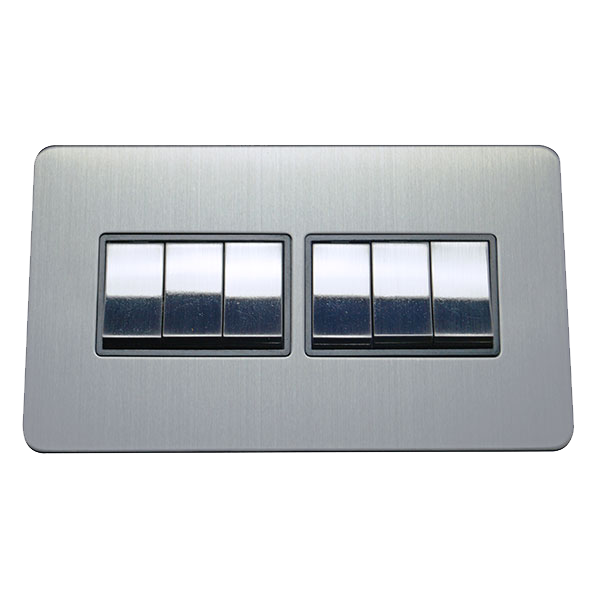 6 Gang 2 Way Rocker Screw Less Plate