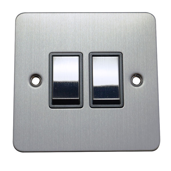 2 Gang 2 Way Rocker Flat Plate