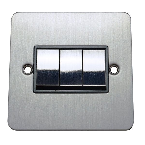 3 Gang 2 Way Rocker Flat Plate