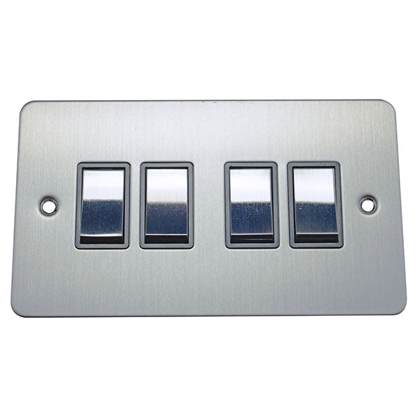 4 Gang 2 Way Rocker Flat Plate