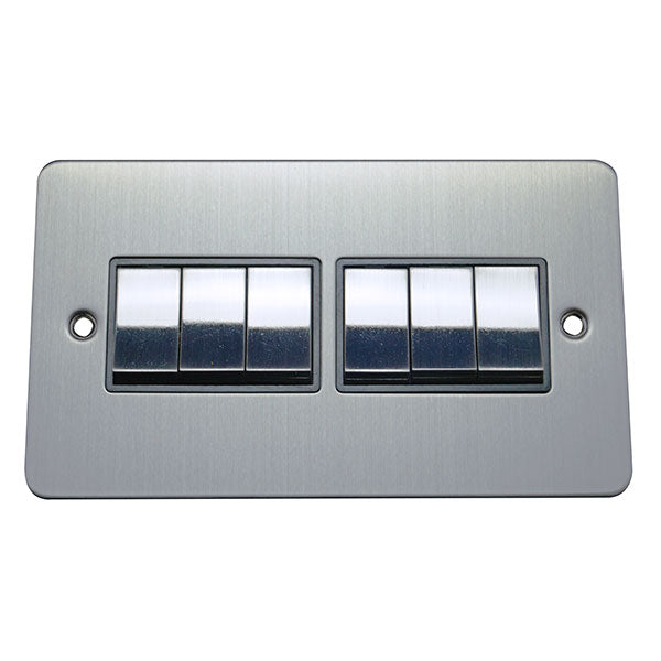 6 Gang 2 Way Rocker Flat Plate