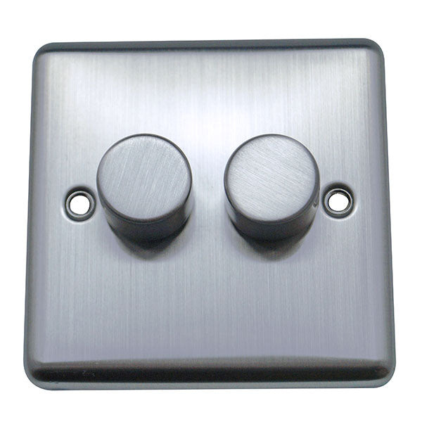 2 Gang 2 Way Dimmer Switch Round Angled Plate