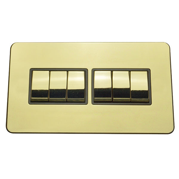 6 Gang 2 Way Rocker Screw Less Plate